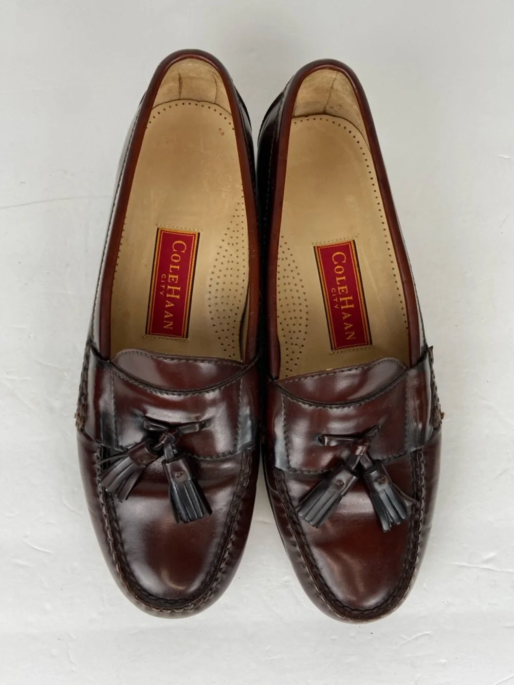 Cole Haan 90s Y2K Men's Tassel Penny Loafers Size 10 D Brown Leather Preppy City